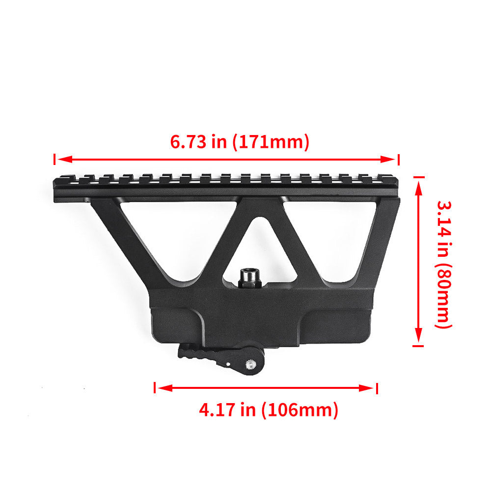 CNC AK47 / 74 Side Rail Scope Mount For large scopes - Black