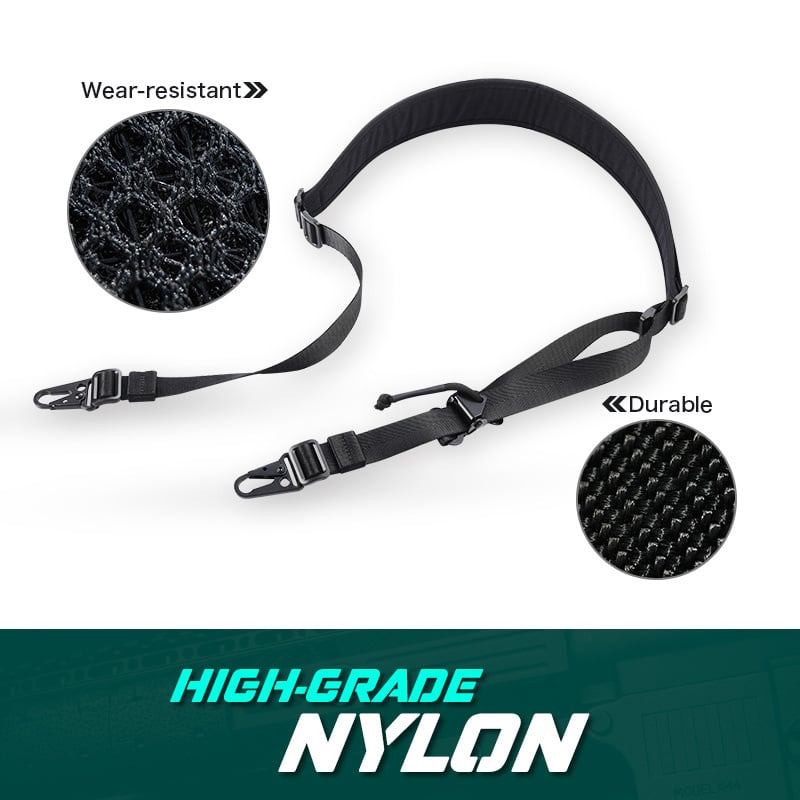 Quick Adjustable Padded Two Point Sling with HK Style Clip - Green