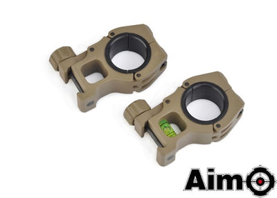 M10 1 inch to 30mm Scope Rings With Level - DE