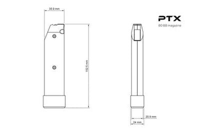 80-Schuss-Mid-Cap-Magazin für GATE PTX HPA Pistole