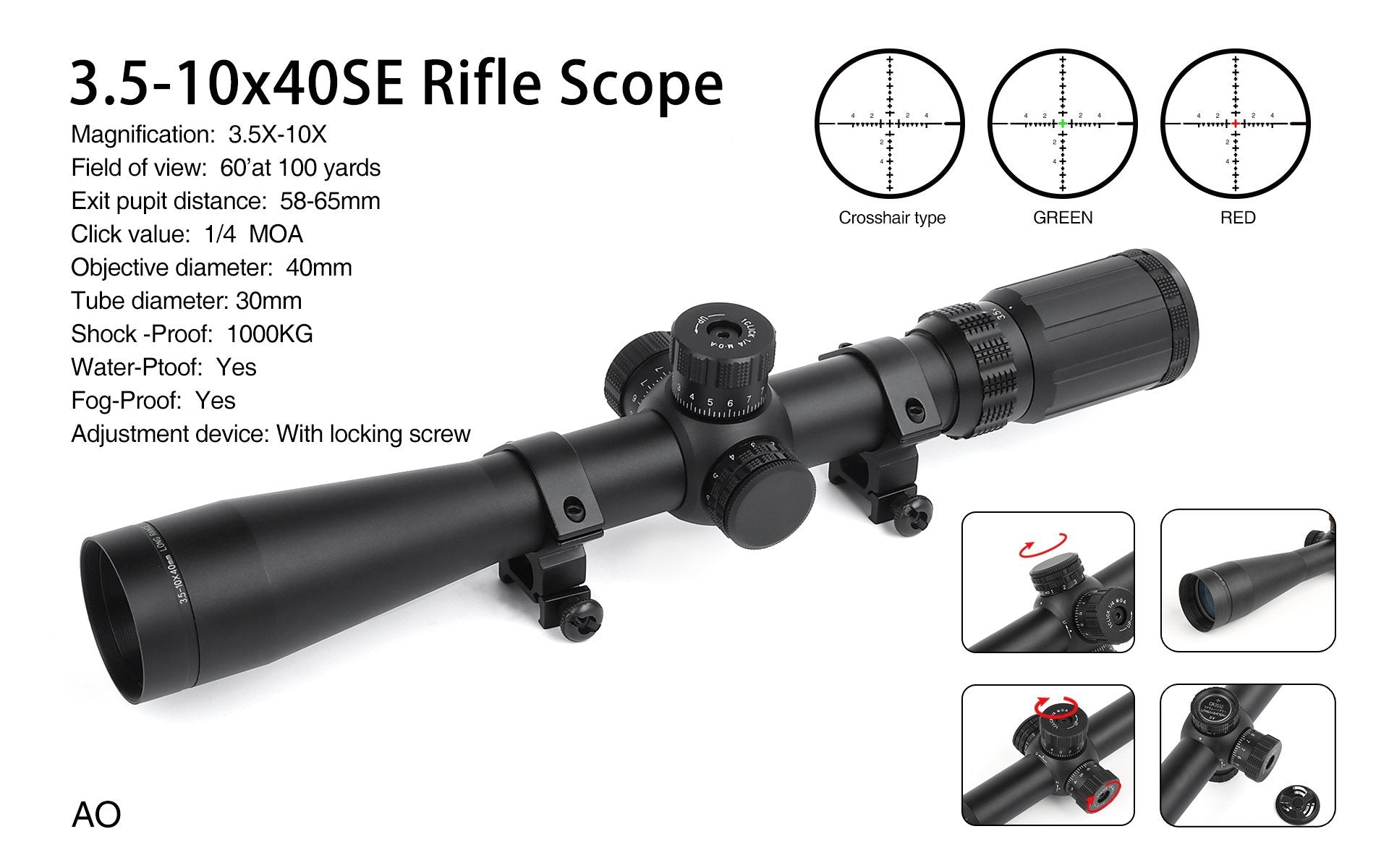 3.5-10x40SE Rifle Scope – Black