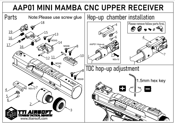 AAP-01 Mini Mamba CNC Upper Receiver Kit - Black