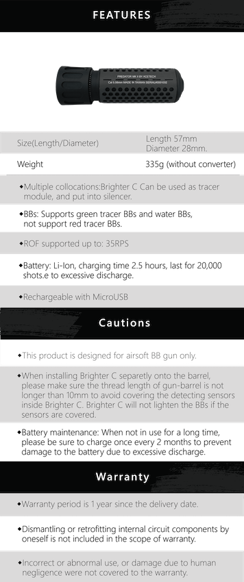 Predator MKII Tracer Unit With Brighter C -  Black