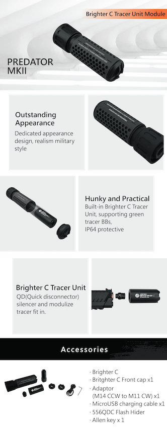 Predator MKII Tracer Unit With Brighter C -  Black