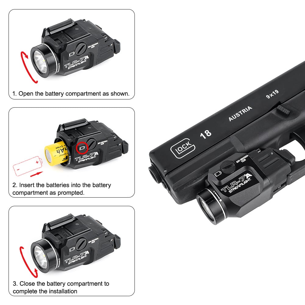 Lampe tactique T-7 A - Noir - Logo 