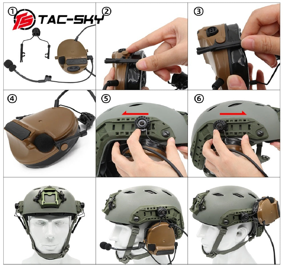 Support de rail pour casque ARC avec marquage COMTAC - Noir 