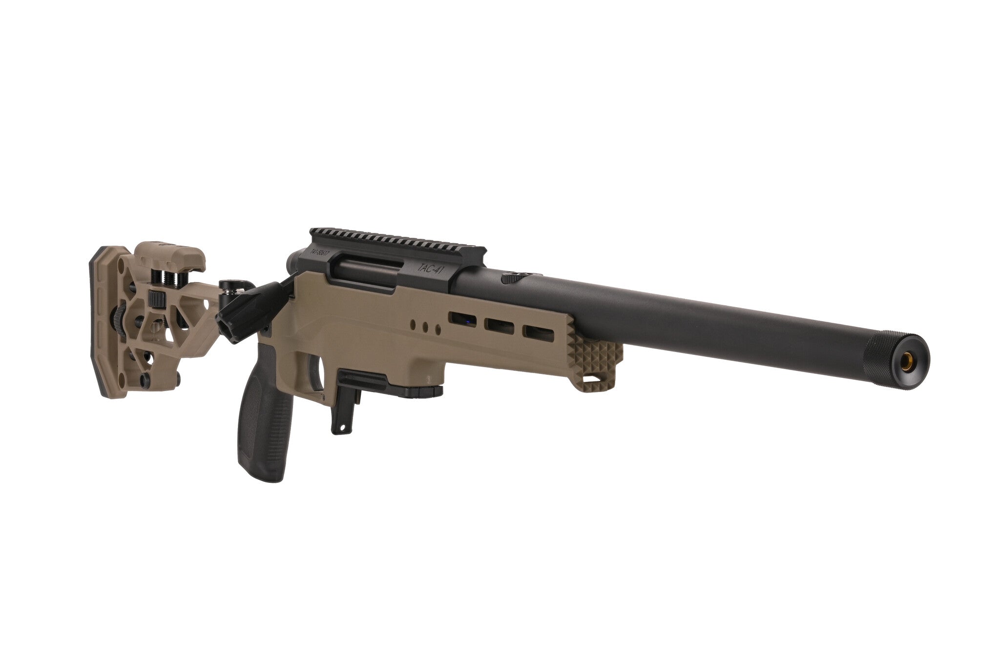 Fusil à verrou TAC-41L, châssis allégé et crosse Recon, couleur sable.